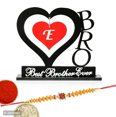 iMPACTGift Red, Black E Alphabet Frame Rakhi gifts for Brother-thumb0