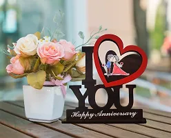 iMPACTGift Happy Wedding/Marrige Anniversary Best gift for Lovely Couple Hubby Wifey a Decorative Showpiece - 18 cm  (Wood, Black)-thumb1