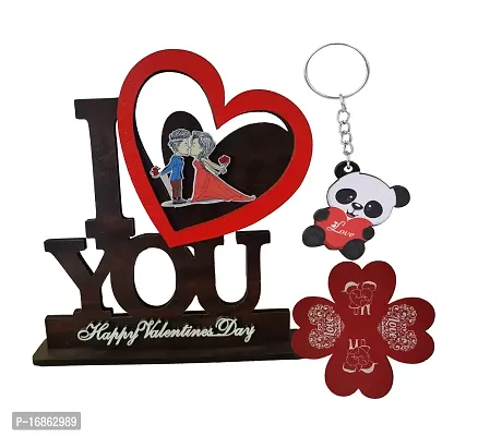 iMPACTGift Happy Valantine Day My Love Best Couple gift for life partner Hubby wifey  Boyfriend Girlfriend Birthday1 Decorative Showpiece - 18 cm  (Wood, Black