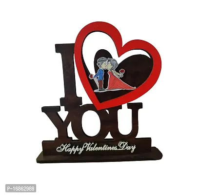 iMPACTGift Happy Valantine Day My Love Best Couple gift for life partner Hubby wifey  Boyfriend Girlfriend Birthday1 Decorative Showpiece - 18 cm  (Wood, Black-thumb5