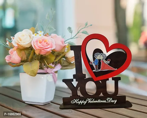 iMPACTGift Happy Valantine Day My Love Best Couple gift for life partner Hubby wifey  Boyfriend Girlfriend Birthday1 Decorative Showpiece - 18 cm  (Wood, Black-thumb3