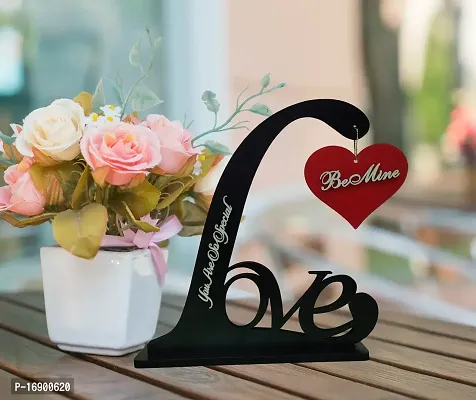 iMPACTGift Be Mine Hubby wifey GF BF Couple Gifts for Valentine's Day Anniversary Birthday Decorative Showpiece - 16.5 cm  (Wood, Black)-thumb2