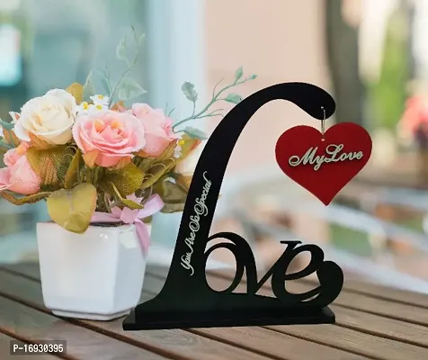 iMPACTGift My Love Hubby wifey GF BF Couple Gifts for Valentines Day Anniversary Birthday Decorative Showpiece - 16.5 cm  (Wood, Black, Red)