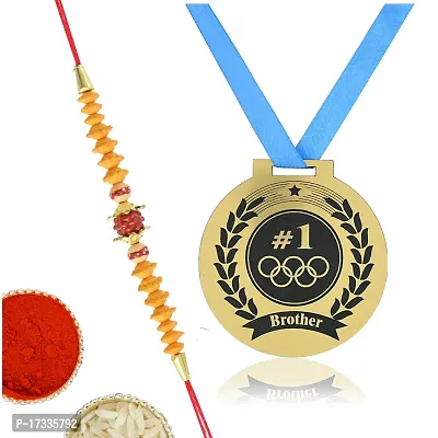 Belt, Rakhi, Chawal Roli Pack Set  (Olympic Gold Medal gift for brother Best Rakhi Gift set, Rakhi gift)-thumb0