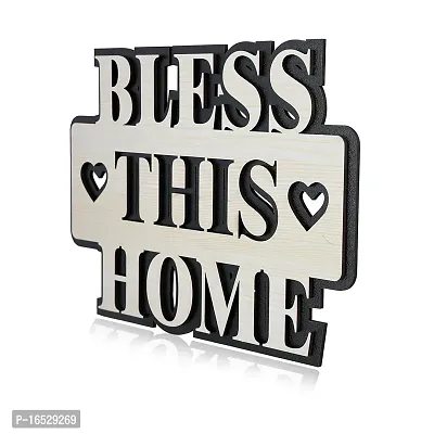 iMPACTGift For you Bless This Home Gift for Friend family person for home decor Decorative Showpiece - 0.5 cm  (Wood, Black, White)-thumb2