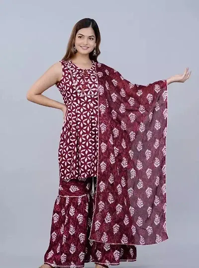 Trendy Rayon Embroidered Kurta Bottom and Dupatta Set