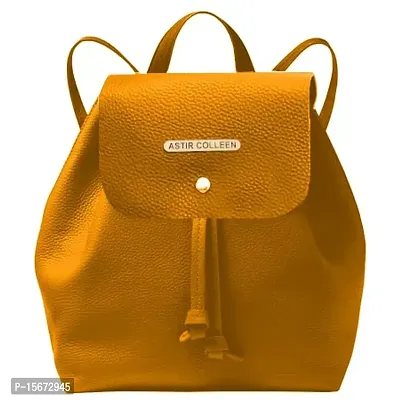 ASTIR COLLEEN Women/Girls PU Leather Sling Bag Cum Backpack (Ailet) (Yellow)