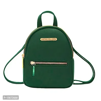 ASTIR COLLEEN Vegan Leather Women/Girls Sling Bag Cum Backpack (Flat-Zip) (Green)-thumb0