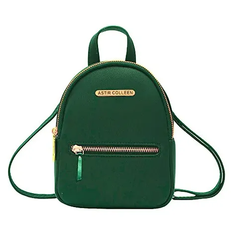 ASTIR COLLEEN Vegan Leather Women/Girls Sling Bag Cum Backpack (Flat-Zip) (Green)