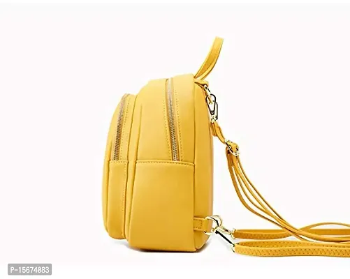 ASTIR COLLEEN Leather Women/Girls Sling Bag Cum Backpack (Big-Pocket) (Yellow)-thumb2