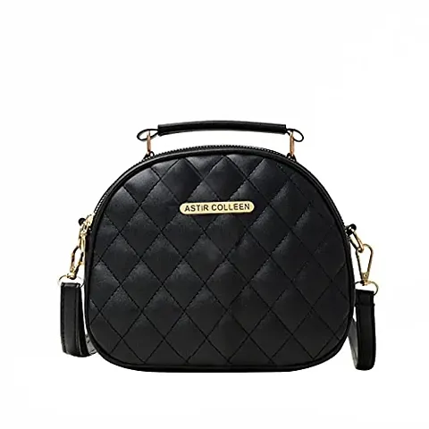 ASTIR COLLEEN Leather Women/Girls Satchel Handbag (Duvet) (Black)