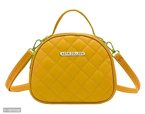 ASTIR COLLEEN Leather Women/Girls Satchel Handbag (Duvet) (Yellow)-thumb0