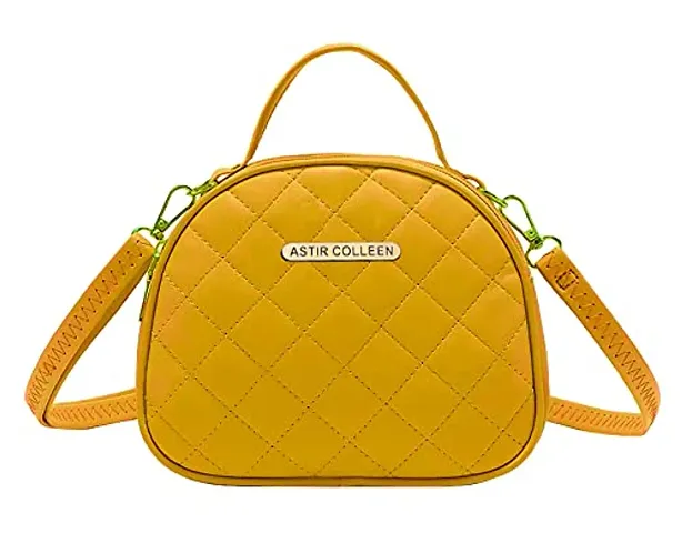 ASTIR COLLEEN Leather Women/Girls Satchel Handbag (Duvet) (Yellow)