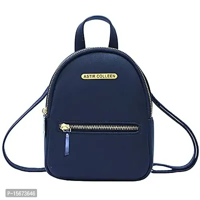 ASTIR COLLEEN Women/Girls PU Leather Sling Bag Cum Backpack (Flat_Zip) (Flat_Zip, Blue)
