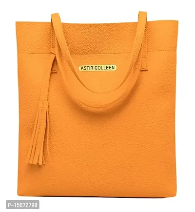 ASTIR COLLEN Vegan Leather Women's Tote Bag with Zipper (Yellow)-thumb0