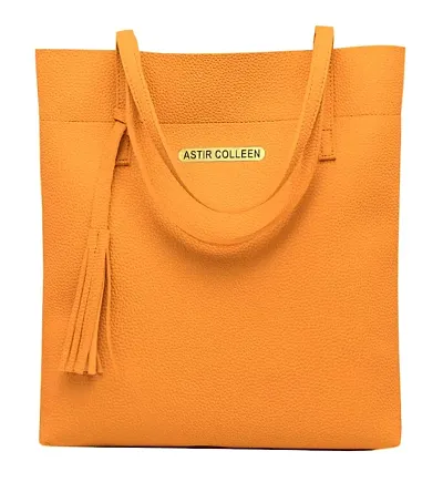 ASTIR COLLEN Vegan Leather Women's Tote Bag with Zipper (Yellow)
