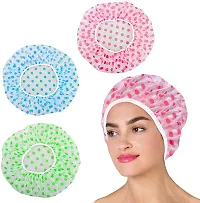 La Rostro Shower Cap Waterproof  Reusable Elastic Bath Cap For Homes, Spas, Salons, Hair Treatment (Multicolored And Multi-Design, 6Pcs)-thumb4