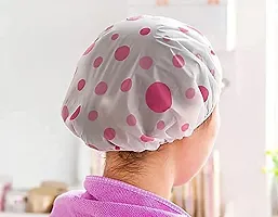 La Rostro Shower Cap Waterproof  Reusable Elastic Bath Cap For Homes, Spas, Salons, Hair Treatment (Multicolored And Multi-Design, 6Pcs)-thumb3