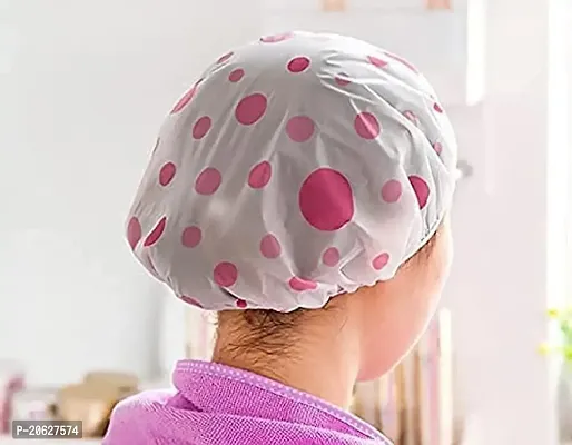 La Rostro Shower Cap Waterproof  Reusable Elastic Bath Cap For Homes, Spas, Salons, Hair Treatment (Multicolored And Multi-Design, 6Pcs)-thumb4