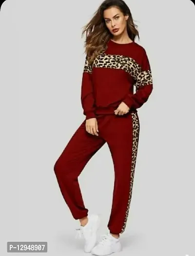 Elegant Maroon Cotton Blend Printed Top And Pyjama Set For Women