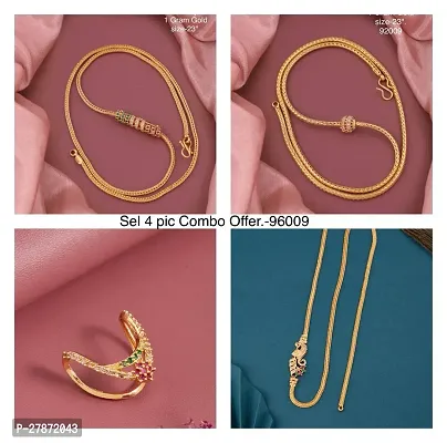 COMBO ONE GRAM GOLD PLATED STYLISH MUGAPPU CHAIN FOR WOMEN AND GIRLS 24 INCHES-thumb0