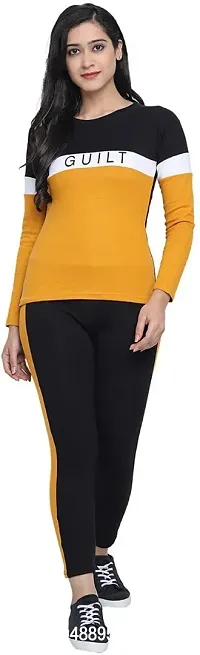 Elegant Yellow Cotton Blend Printed Top And Pyjama Set For Women-thumb0