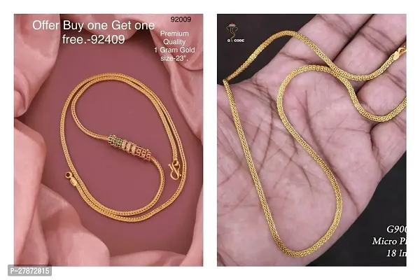 COMBO ONE GRAM GOLD PLATED STYLISH MUGAPPU CHAIN FOR WOMEN AND GIRLS 24 INCHES