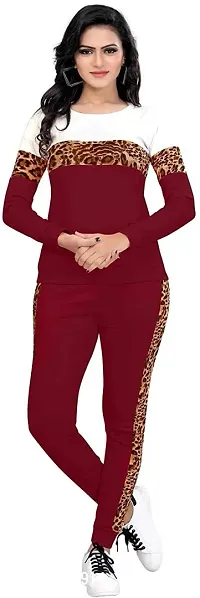 Elegant Maroon Cotton Blend Printed Top And Pyjama Set For Women-thumb0