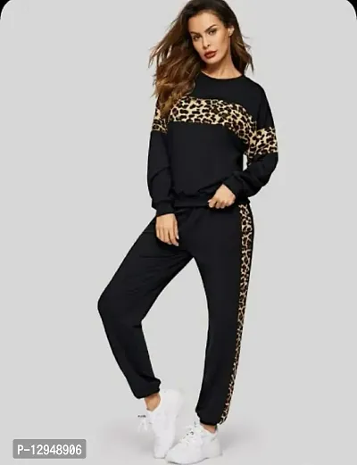 Elegant Black Cotton Blend Printed Top And Pyjama Set For Women