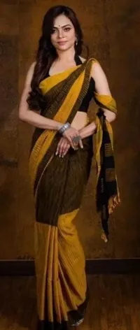 Attractive Woven Design Cotton Sarees With Blouse Piece
