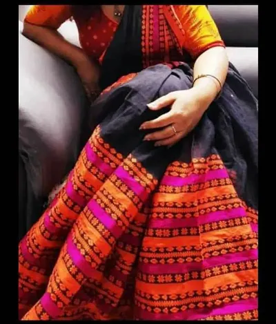 Attractive Cotton Berhampuri Handloom Saree with Blouse piece