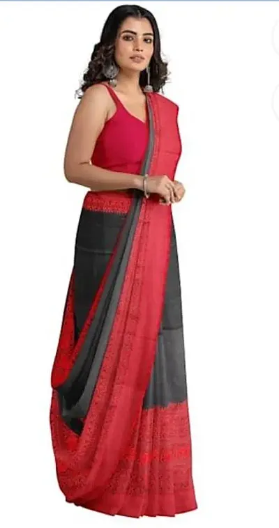 Georgette Lace Border Sarees With Blouse Piece