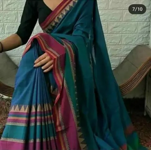 Glamorous Khadi Cotton Saree with Blouse piece 