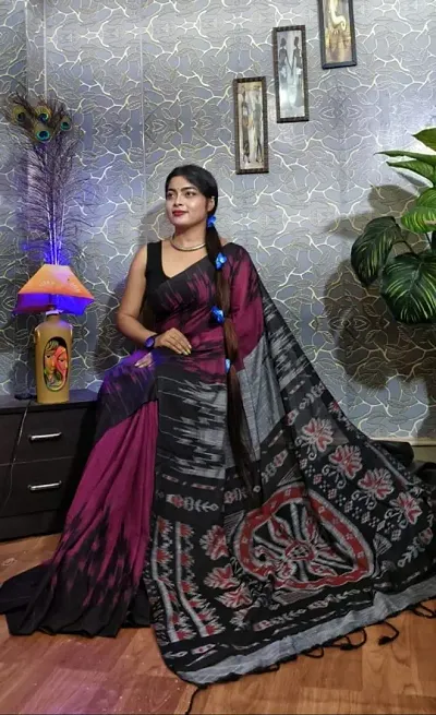 Handloom Sambalpuri Designer Printed Saree with Blouse Piece