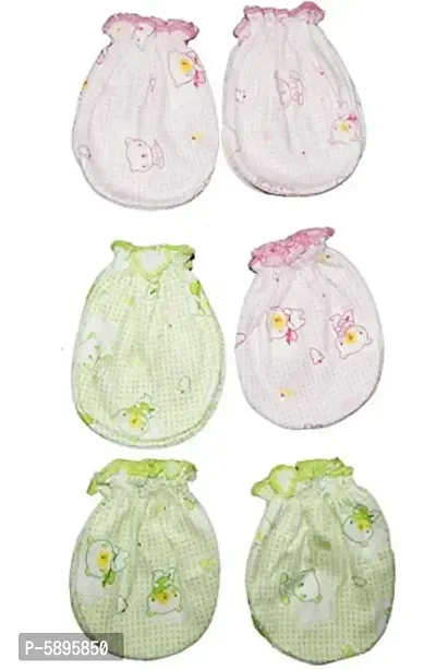 Cotton Mittens for newborn set of 6 (6 pairs) 0-6-months Baby Infants Mittens FOR GIRL, BOY mittens pack of 6-thumb0