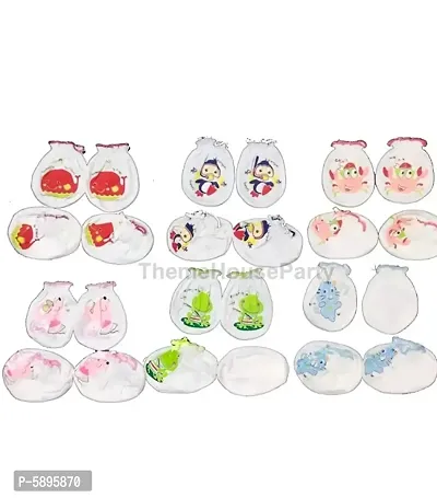 COMBO COTTON MITTENS AND BOOTIES SET for 0-6-months Baby Infants Mittens FOR GIRL, BOY MITTENS, BOOTIES FOR BABY-thumb0