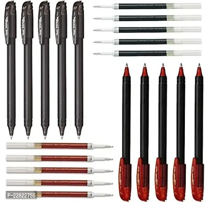 Pentel EnerGel 0.7mm Metal Tip (EnerGel Pen Black 5, Red 5  LR7 Refill Black 5, Red 5)-thumb0
