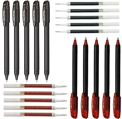Pentel EnerGel 0.7mm Metal Tip (EnerGel Pen Black 5, Red 5  LR7 Refill Black 5, Red 5)