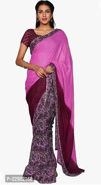 Elegant Pink Silk Cotton Saree with Blouse piece For Women-thumb0