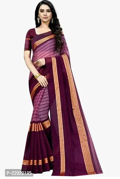 Elegant Multicoloured Silk Cotton Saree with Blouse piece For Women-thumb0