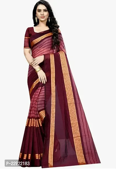 Elegant Multicoloured Silk Cotton Saree with Blouse piece For Women-thumb0