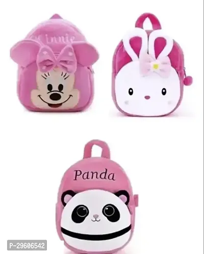 Adorable Multicoloured Plush Backpack For Kids Pack Of 3