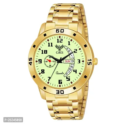 Stylish Golden Metal Analog Watch For Men-thumb0