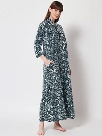 Trendy Grey Woolen Printed Nighty For Women-thumb1