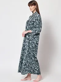 Trendy Grey Woolen Printed Nighty For Women-thumb2