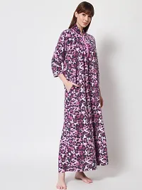 Trendy Purple Woolen Printed Nighty For Women-thumb1