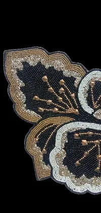 Handcrafted Beaded Table Place Mat (Black  Cream Paisly Mat)-thumb1