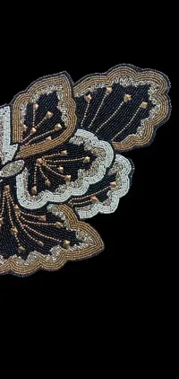 Handcrafted Beaded Table Place Mat (Black  Cream Paisly Mat)-thumb2