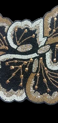 Handcrafted Beaded Table Place Mat (Black  Cream Paisly Mat)-thumb3