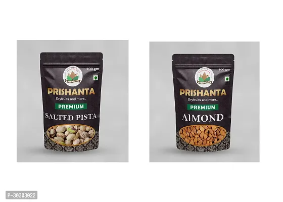 Premium Dry Fruits Collection Salted Pista and Almond 100 gm Pack Of 2